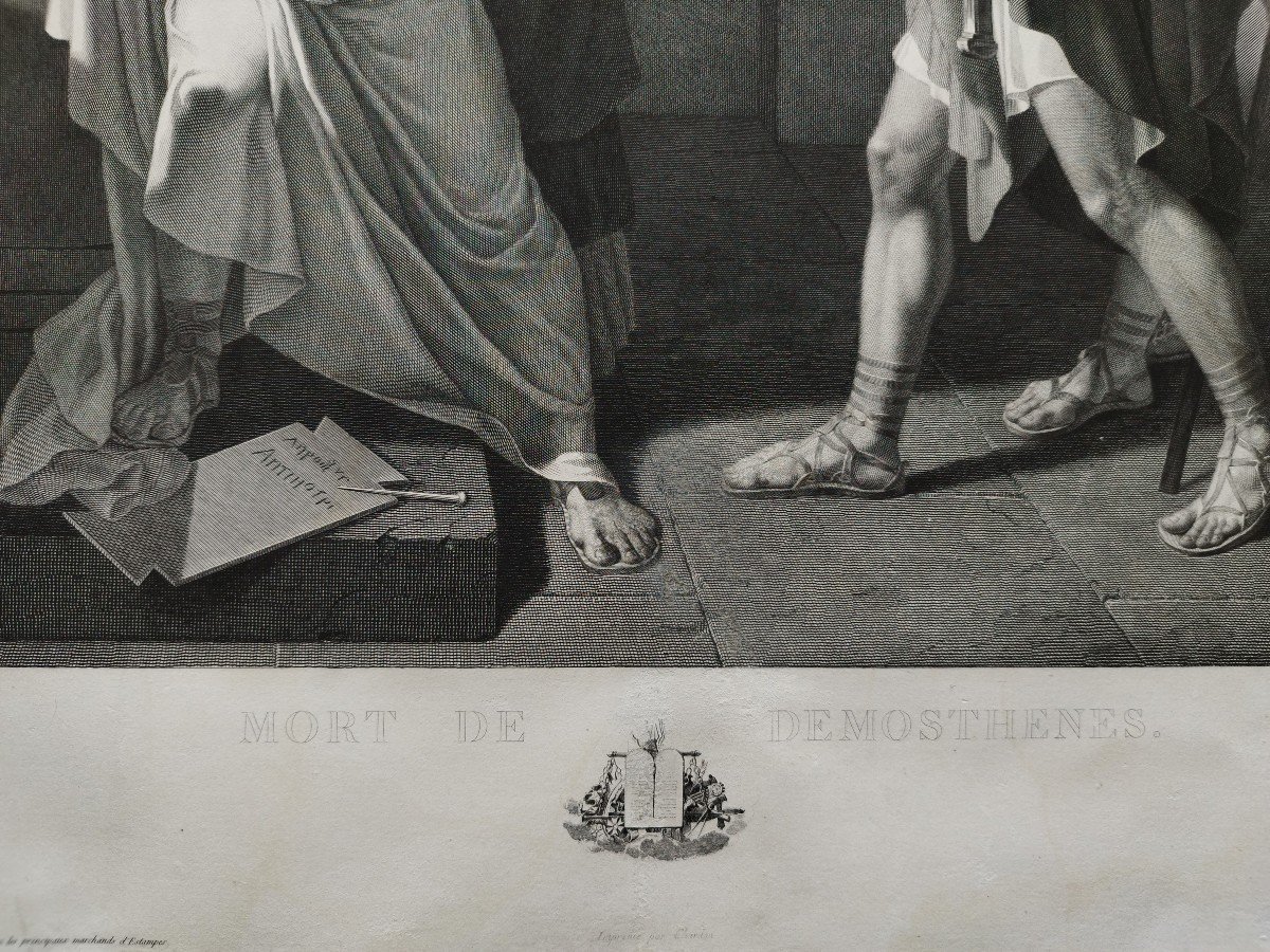 Etching Neo Classical Engraving Death Of Demosthenes After Boisselier 19th C Old Print-photo-2