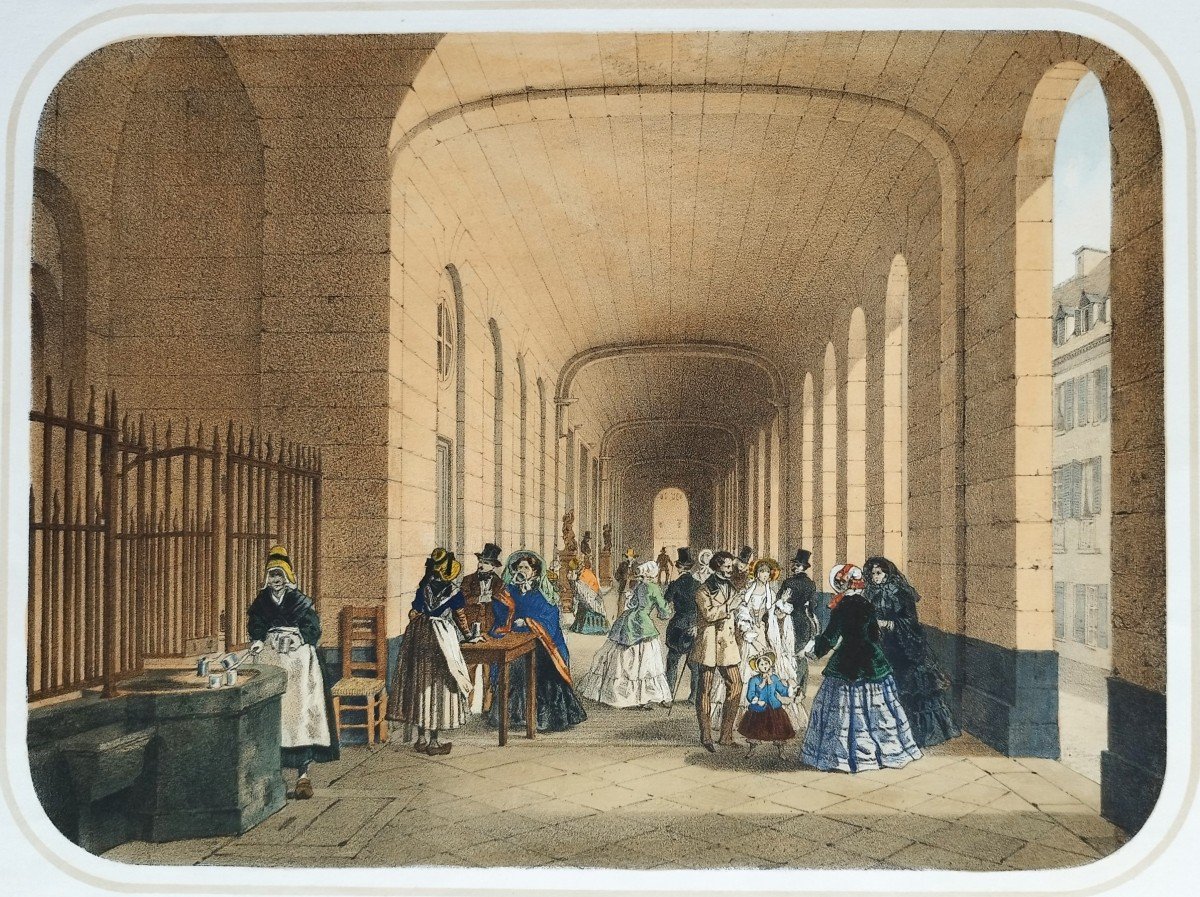 Vichy: Sources Of The Grande Grille And The Chomel Well, Northern Gallery Color Lithograph-photo-4
