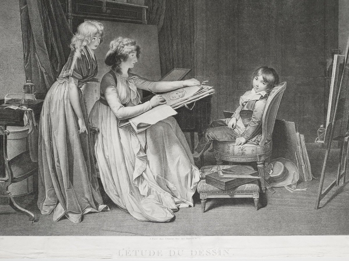 Gravure d'Après Boiliy Par Cazenave l'étude du Dessin 19ème-photo-1