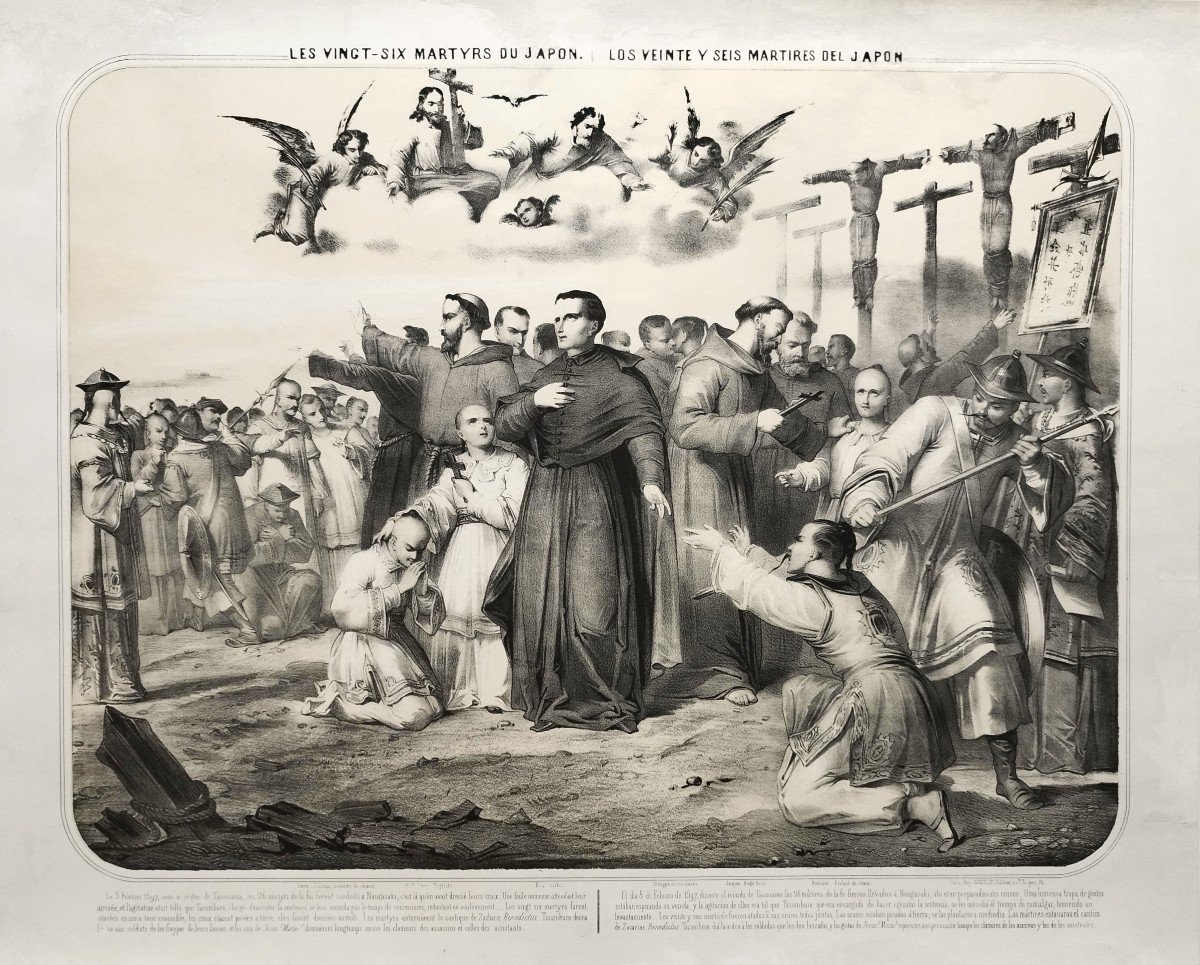 The Twenty Six Martyrs Of Japan Lithograph 19th C  Gosselin Publisher