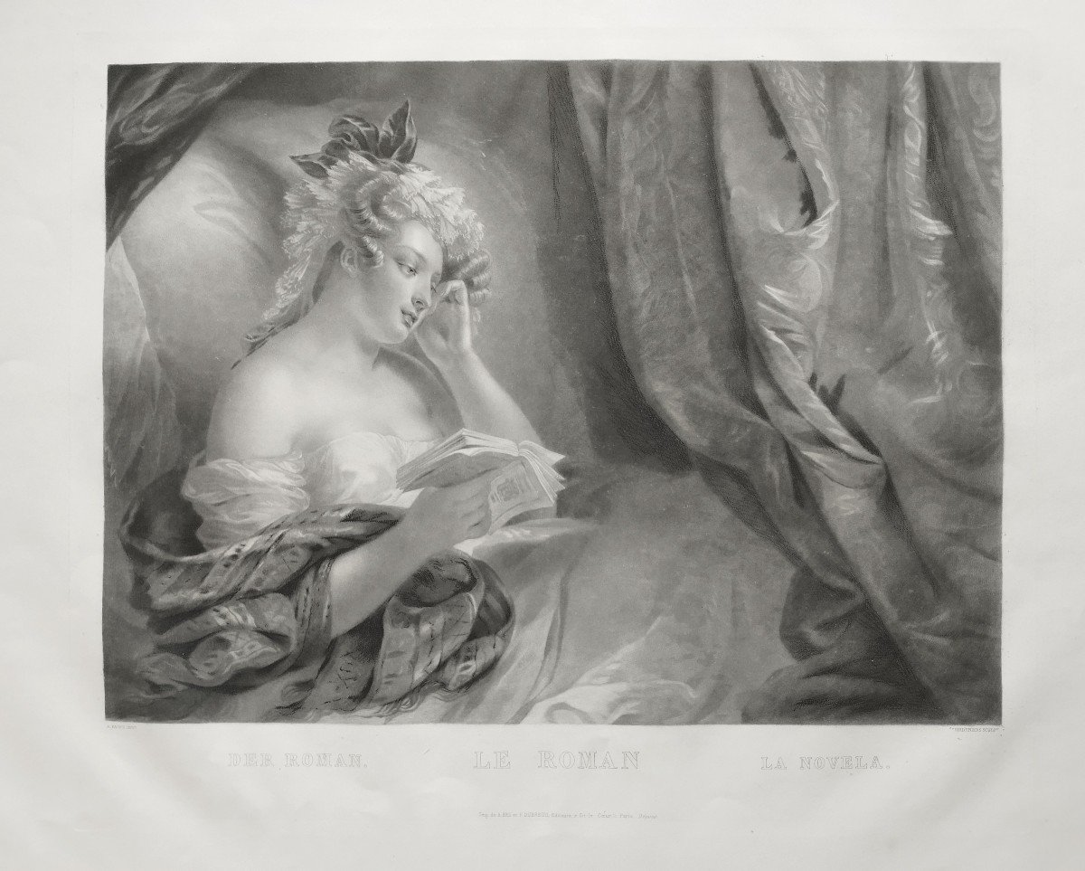 Engraving Portrait Of A Lady The Novel After Aimée Brune-pages 19th C Etching Old Print-photo-3