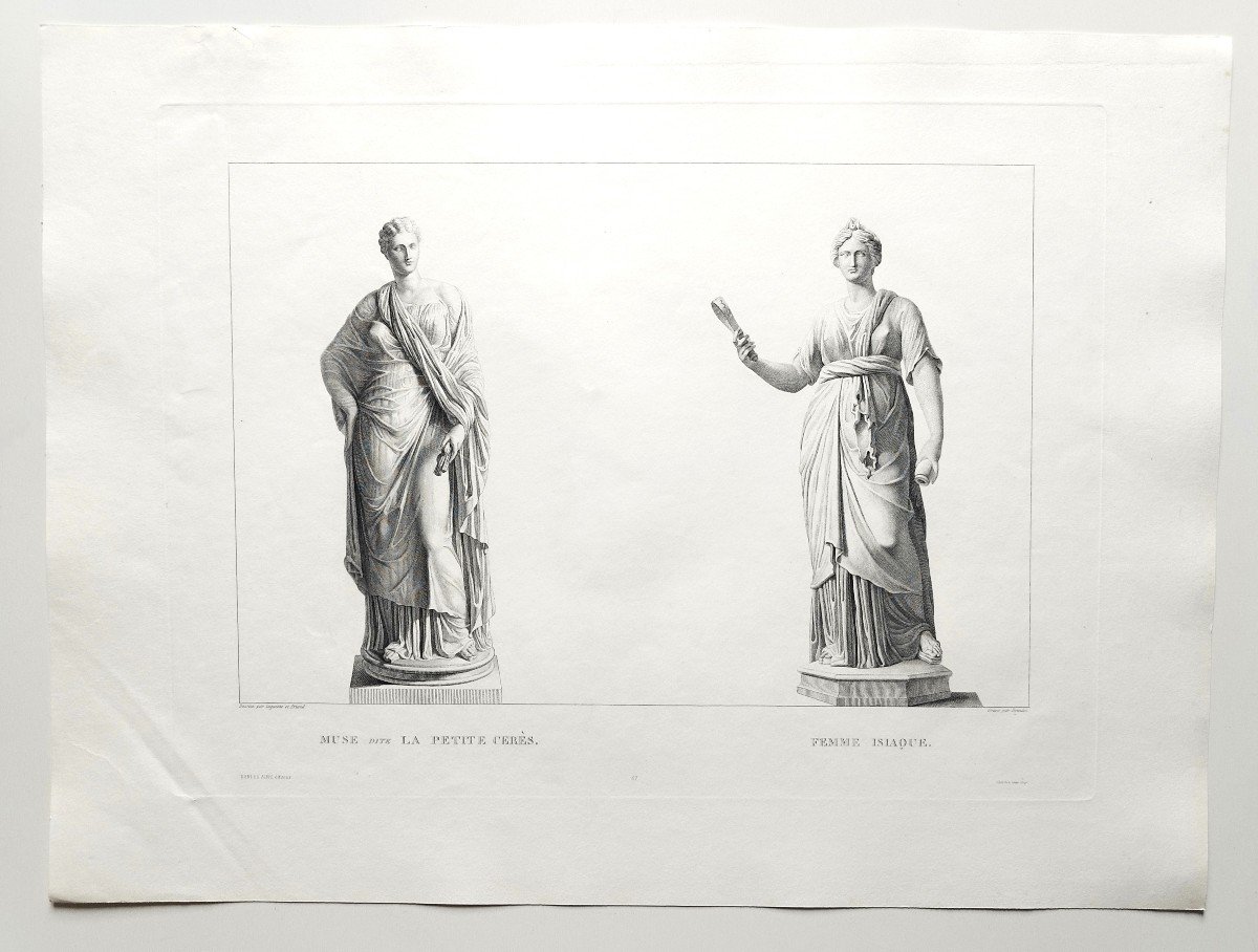 Etching Mythological Engraving Muses Greek Goddess 19th C Old Print-photo-2