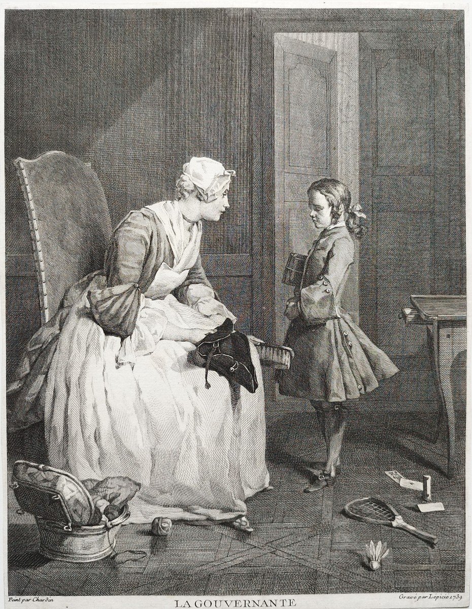 Etching Engraving After Chardin 18th Century Old Print-photo-3