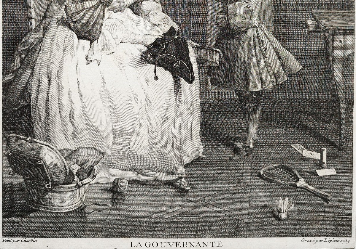 Etching Engraving After Chardin 18th Century Old Print-photo-1