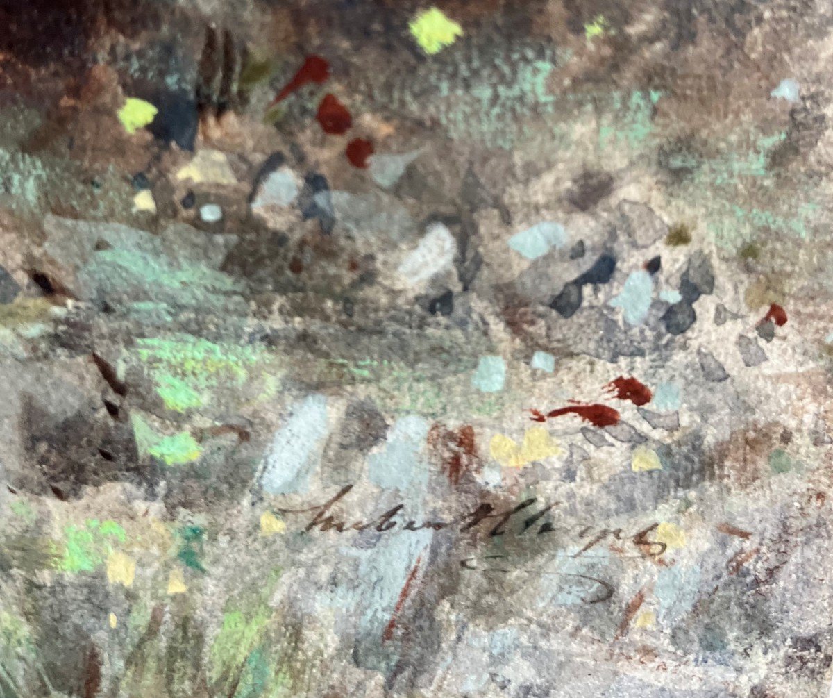 Aquarelle Paysage De Montagne 19ème-photo-2
