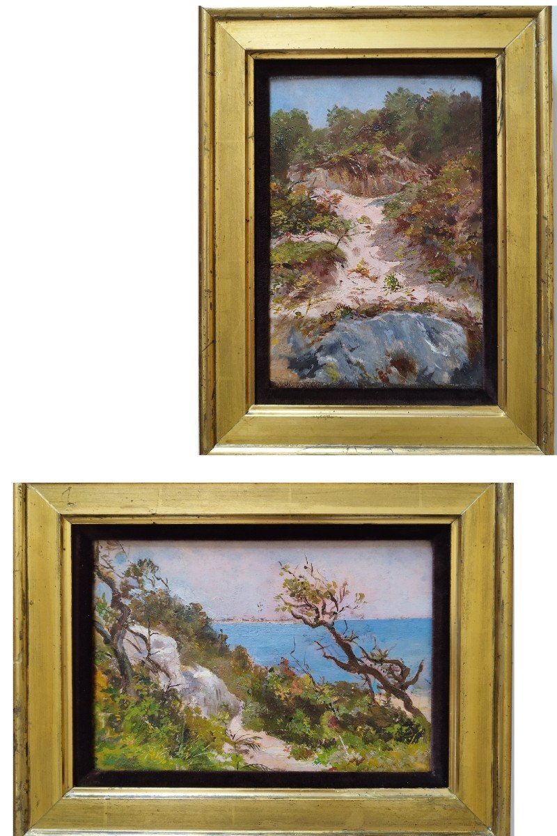 Tableau Huile Sur Panneau Paysage Méditerranée