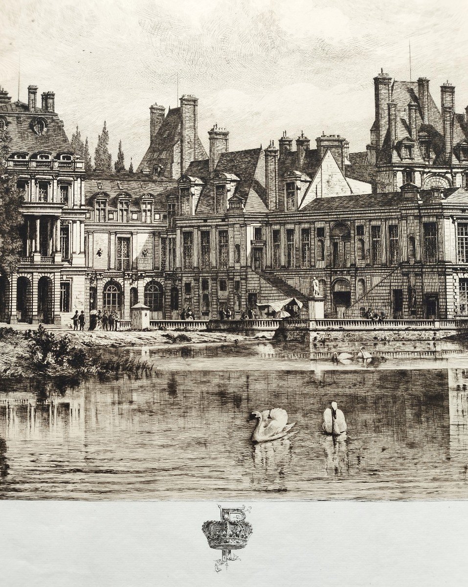 Château De Fontainebleau Gravure Architecture 19ème-photo-1