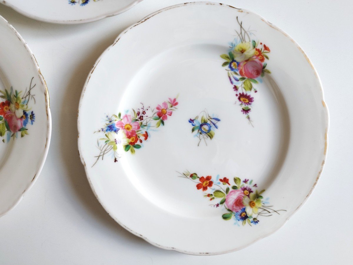 Hand Painted Porcelain Plates From Paris Pillivuyt 19th Century-photo-3