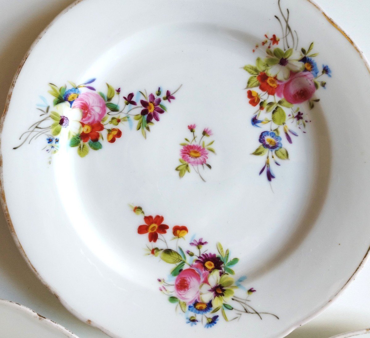 Hand Painted Porcelain Plates From Paris Pillivuyt 19th Century-photo-1