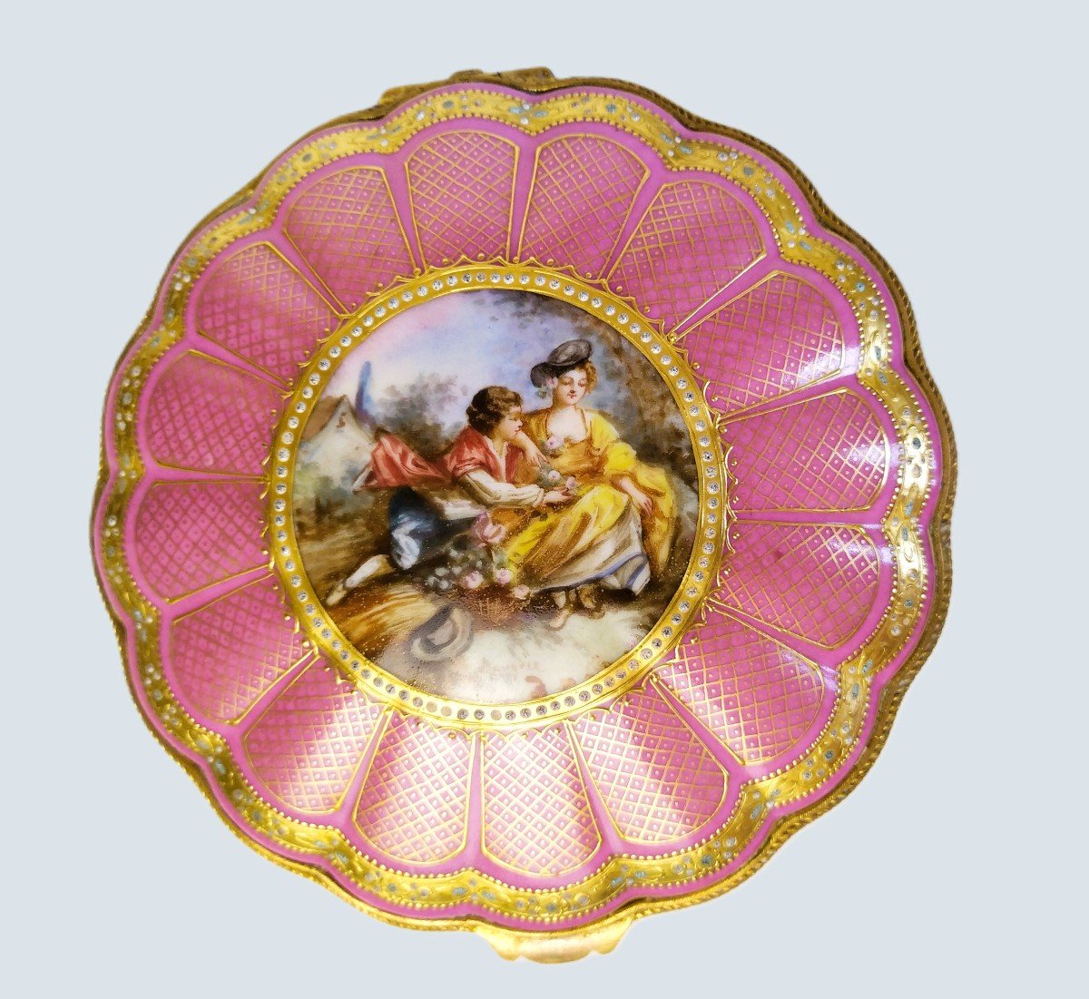 Hand Painted Porcelain Jewelry Box 19th Century-photo-4