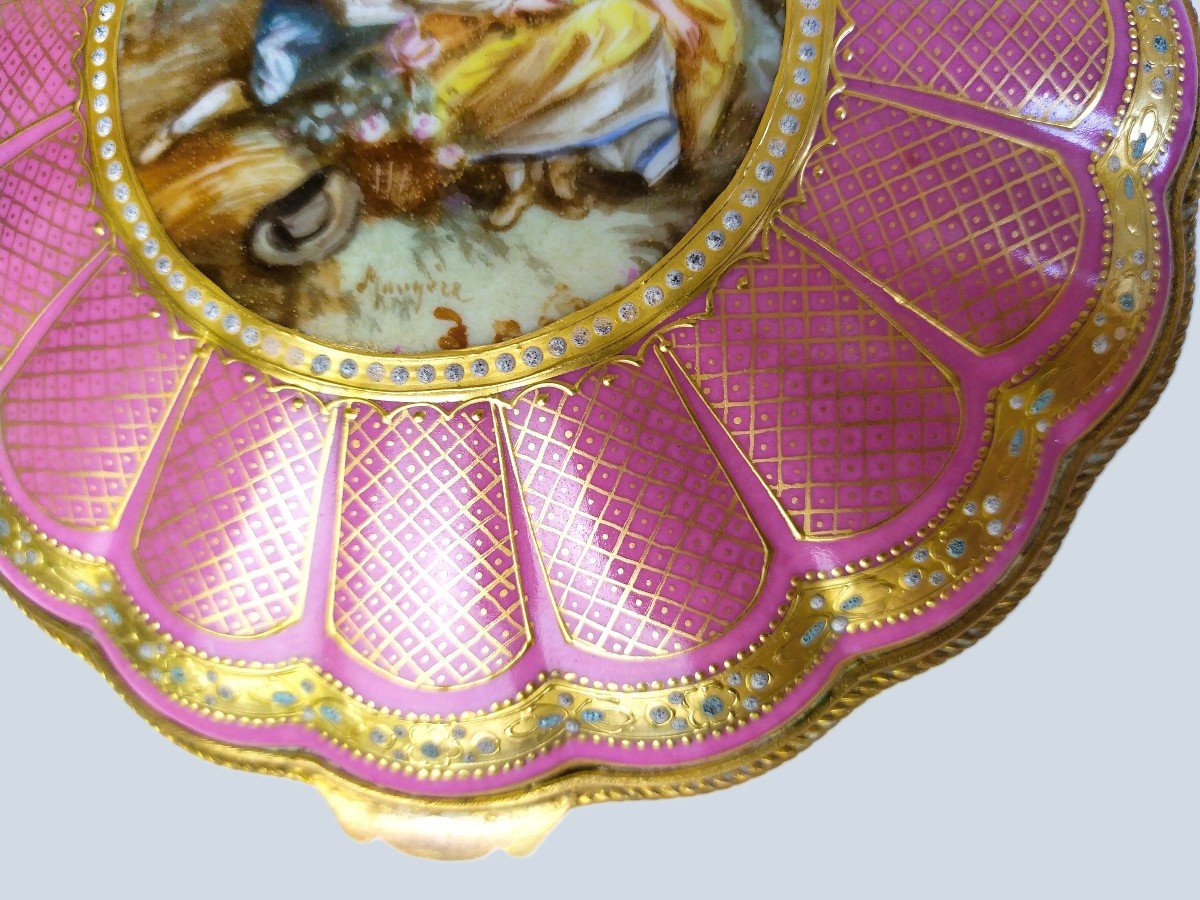  Hand Painted Porcelain Jewelry Box 19th Century-photo-1
