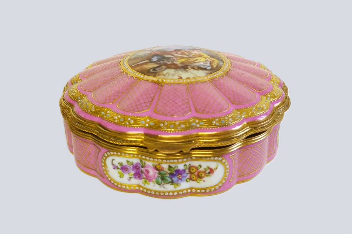  Hand Painted Porcelain Jewelry Box 19th Century