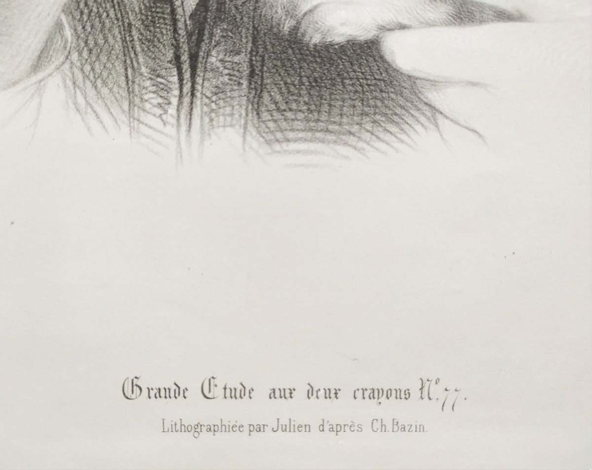 Femme Chat Grande Lithographie 19ème -photo-1