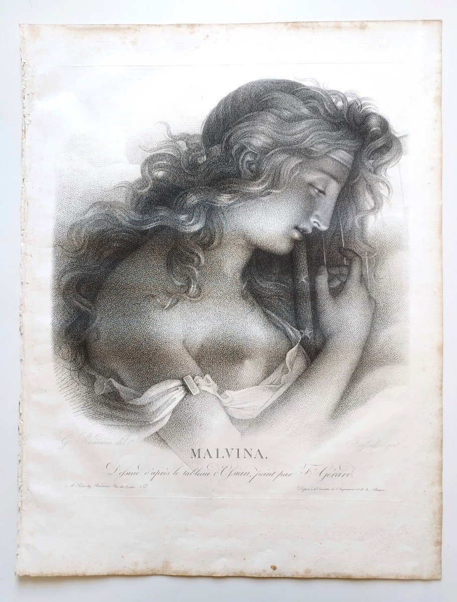 Gravure Mythologique Malvina 19ème d'Après  François Gérard -photo-3