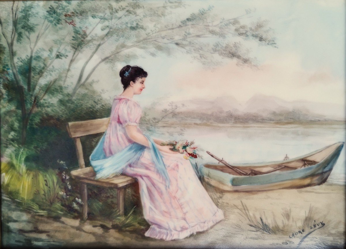 Tableau  Paysage Sur Plaque De Porcelaine Par Laure Lévy Limoges Jean Pouyat -photo-4