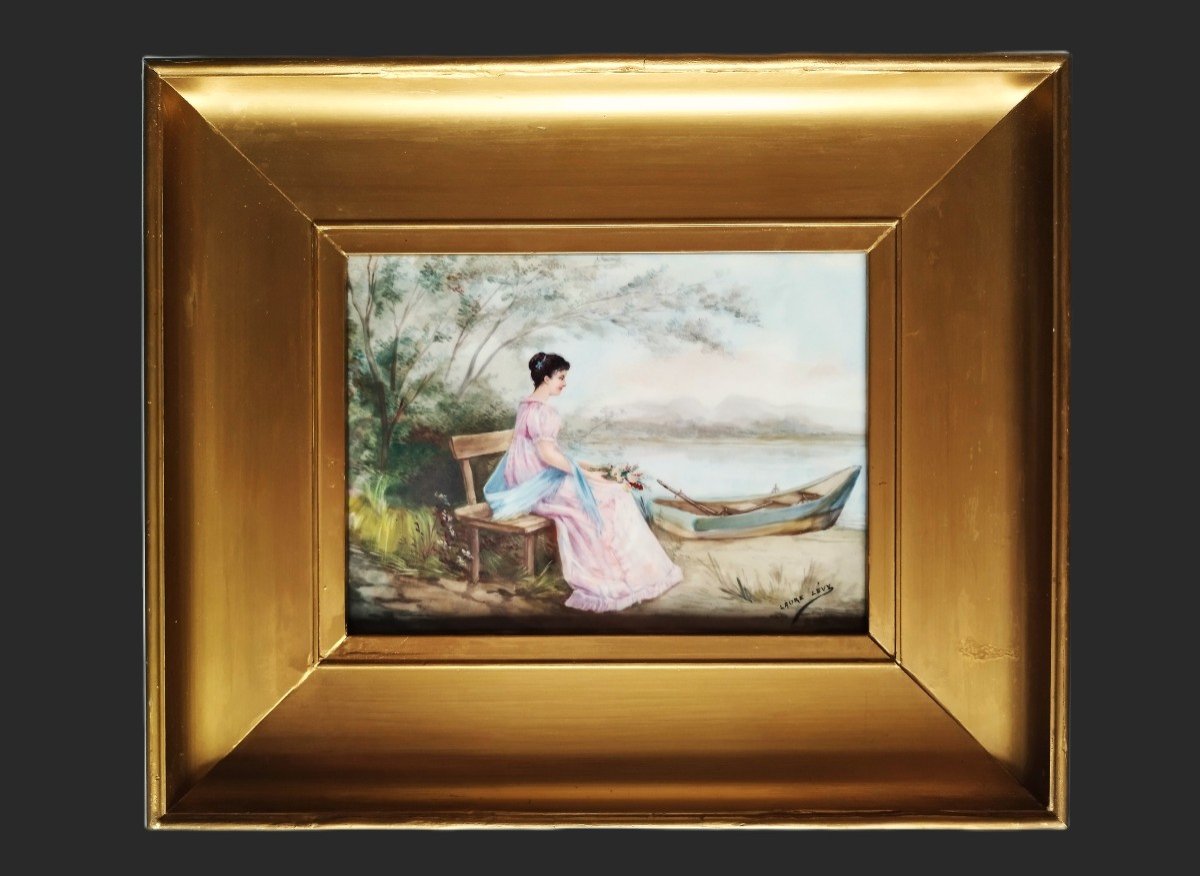 Tableau  Paysage Sur Plaque De Porcelaine Par Laure Lévy Limoges Jean Pouyat -photo-2