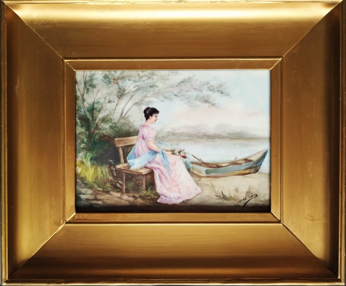 Tableau  Paysage Sur Plaque De Porcelaine Par Laure Lévy Limoges Jean Pouyat -photo-3