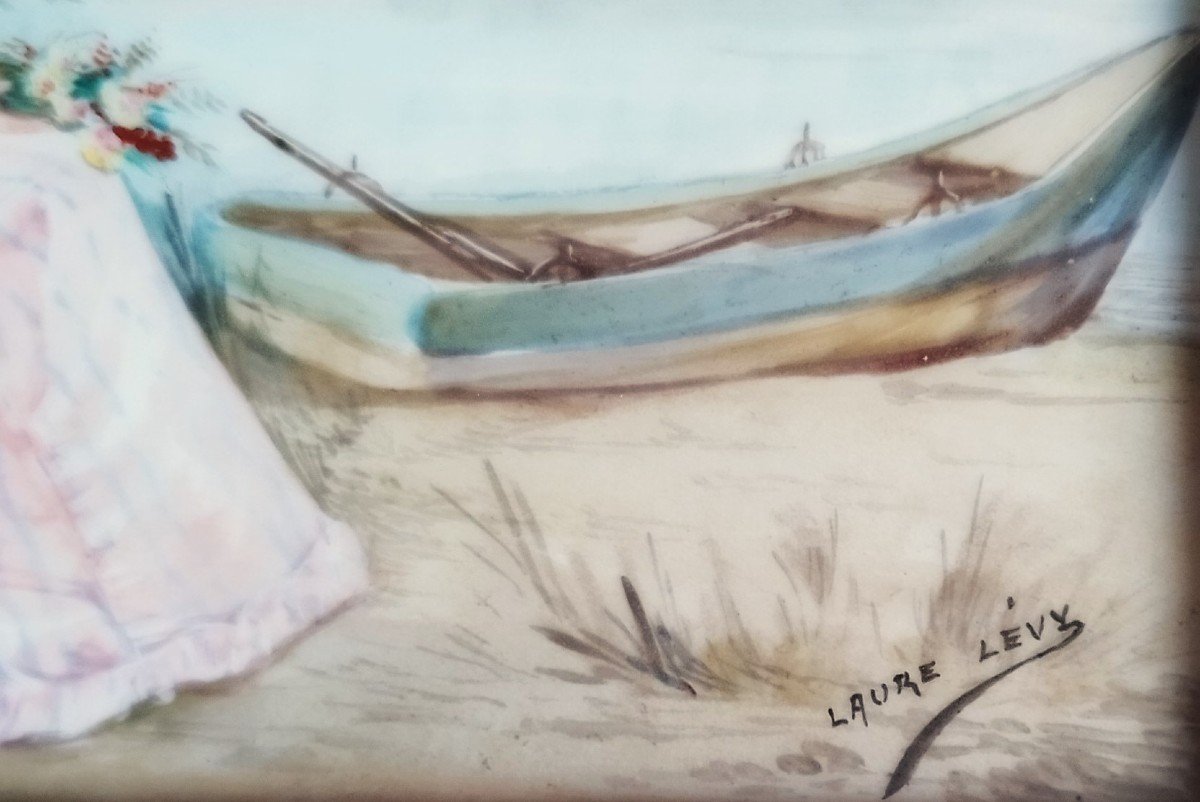 Tableau  Paysage Sur Plaque De Porcelaine Par Laure Lévy Limoges Jean Pouyat -photo-2