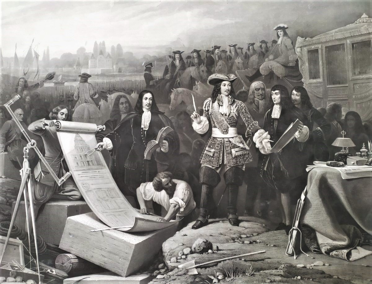 Louis XIV Th Founding The Hotel Of Invalides Large Historical Engraving 19th Century Etching -photo-2