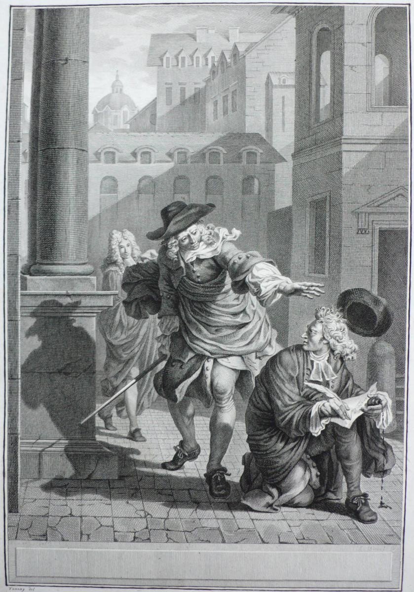 Etching Inkwell Spilled Engraving  After Tonnay  By L. Duval 18th C Old Print