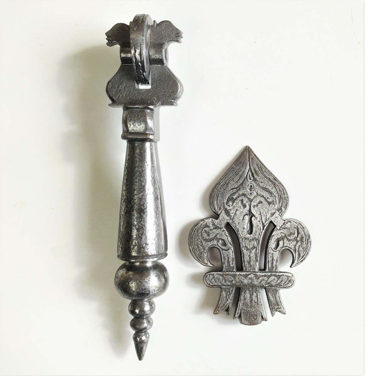  Door Knocker Wrought Iron French Folk Art 19th C-photo-2