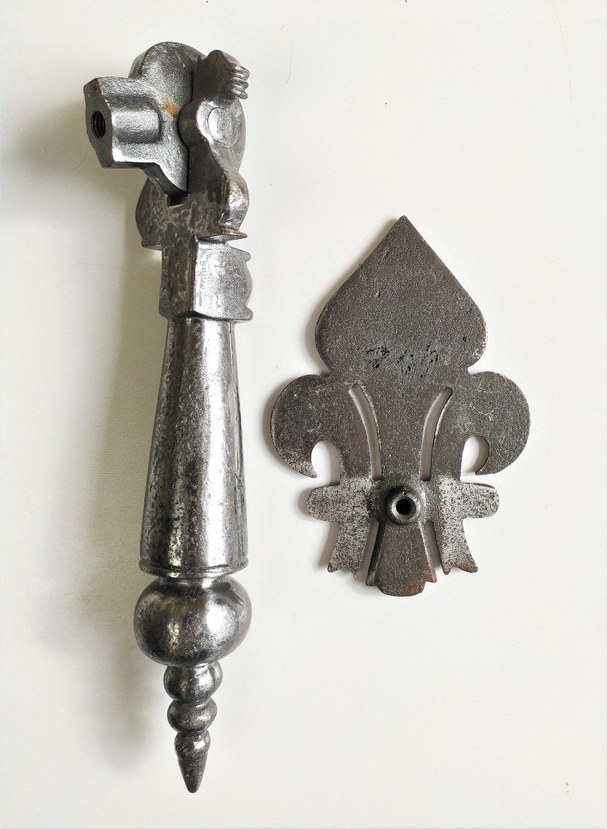  Door Knocker Wrought Iron French Folk Art 19th C-photo-2
