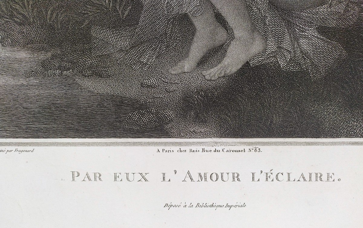 Nu Gravure Ancienne Néo-classique Femme Nue d'Après Fragonard 19ème-photo-1