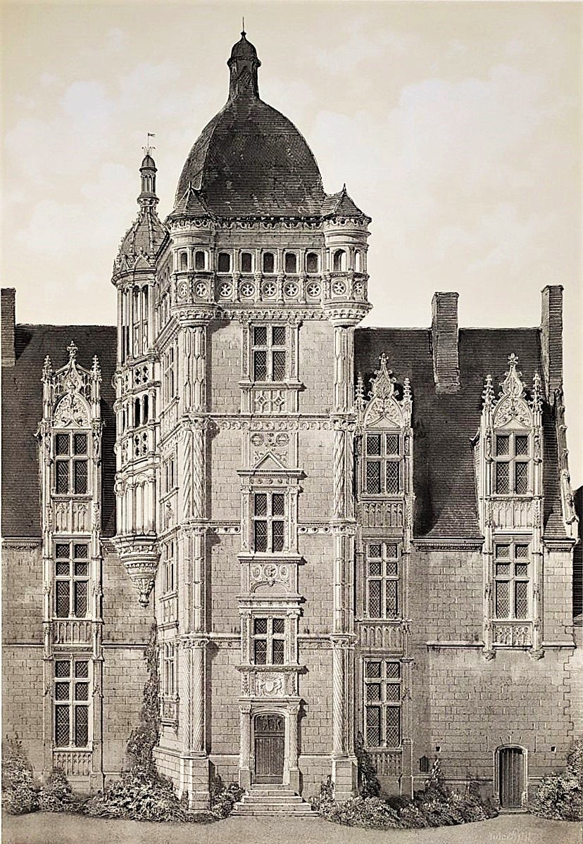 Renaissance Architecture French Castle saint-ouen Lithograph By Victor Petit 19th C Old Print-photo-3