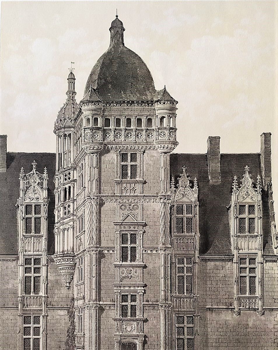 Renaissance Architecture French Castle saint-ouen Lithograph By Victor Petit 19th C Old Print-photo-6