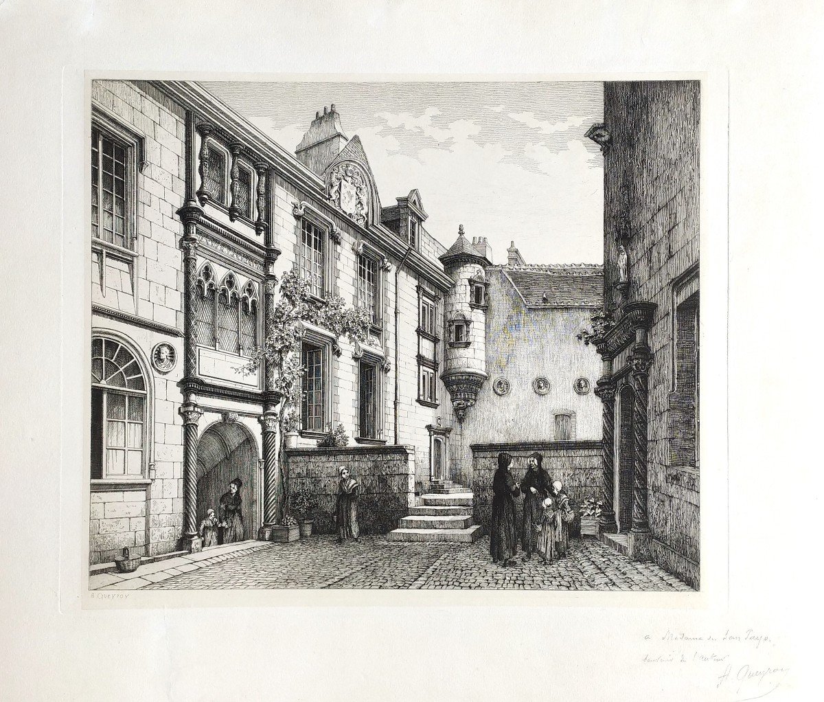 Ancienne Gravure Architecture Bourges  l'Hotel Lallemant 9ème-photo-3