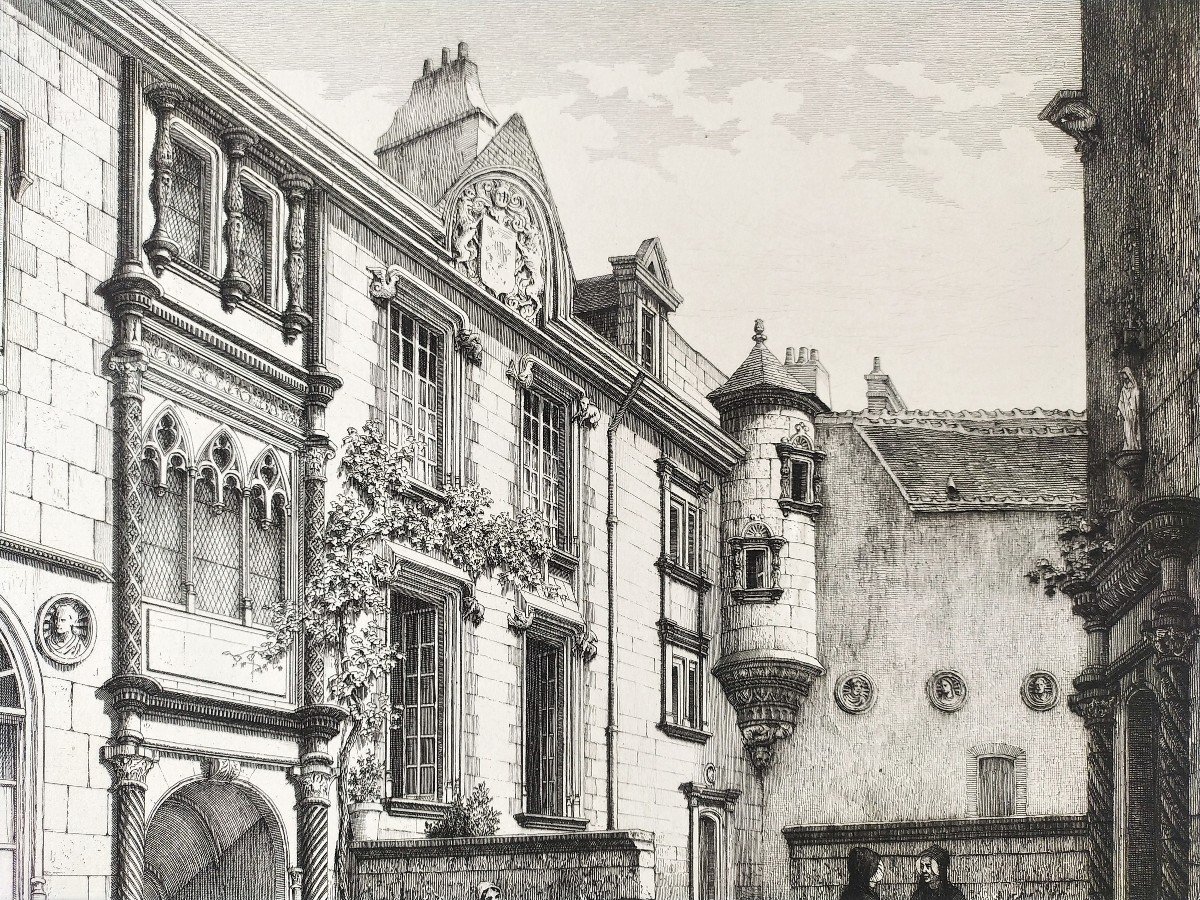 Ancienne Gravure Architecture Bourges  l'Hotel Lallemant 9ème-photo-4