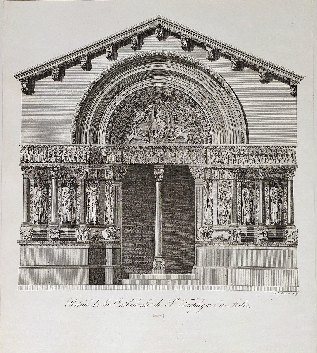 Arles Cathédrale St Trophime Ancienne Gravure Architecture 19ème
