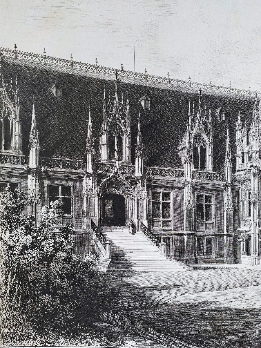 Palais De Justice De Rouen Par Octave De Rochebrune Gravure Ancienne Architecture 19ème-photo-4