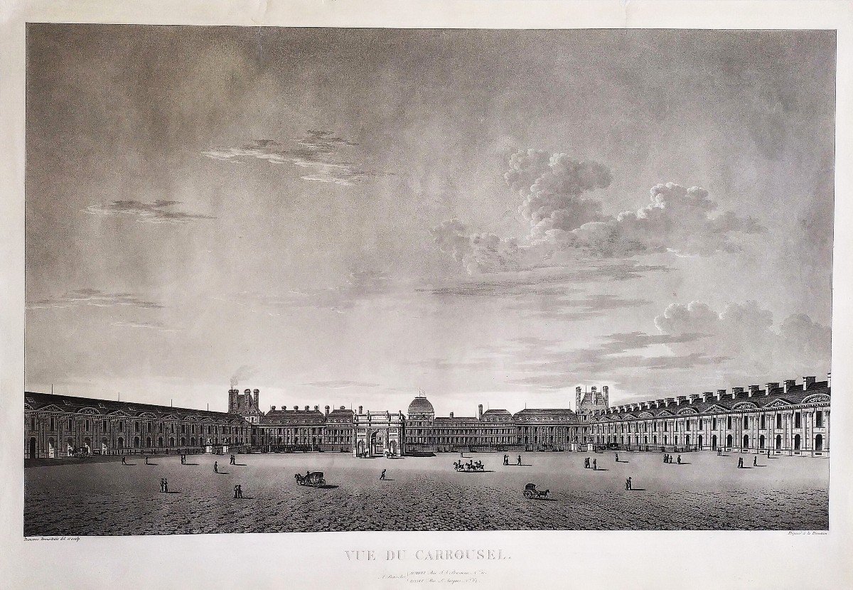 Paris Carrousel Du Louvre Château Des Tuileries Gravure Ancienne par Damane Demartrais XIXème-photo-3
