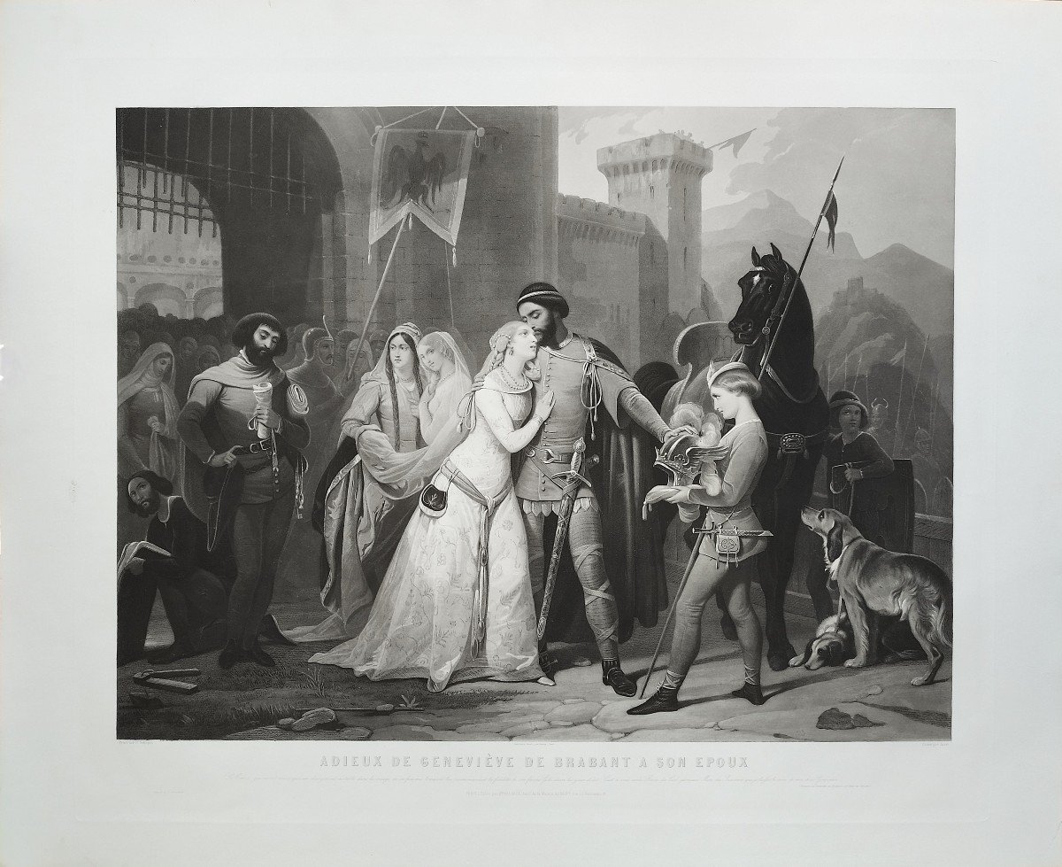 Geneviève De Brabant Grande Gravure Par Jazet d'Après Schopin 19ème-photo-2