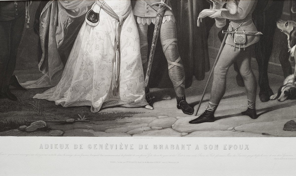 Geneviève De Brabant Grande Gravure Par Jazet d'Après Schopin 19ème-photo-1