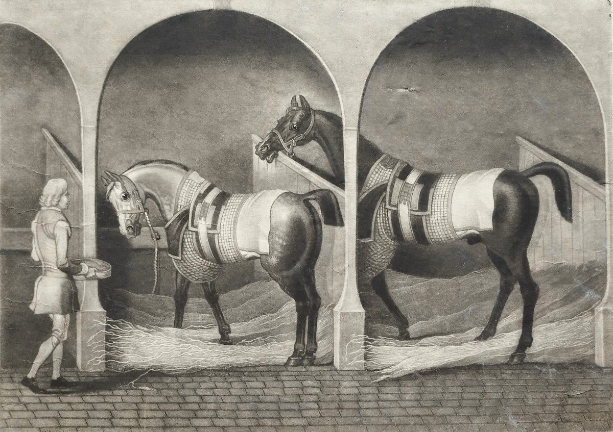  Engraving  Horses After James Seymour 18th C Etching Old Print-photo-4
