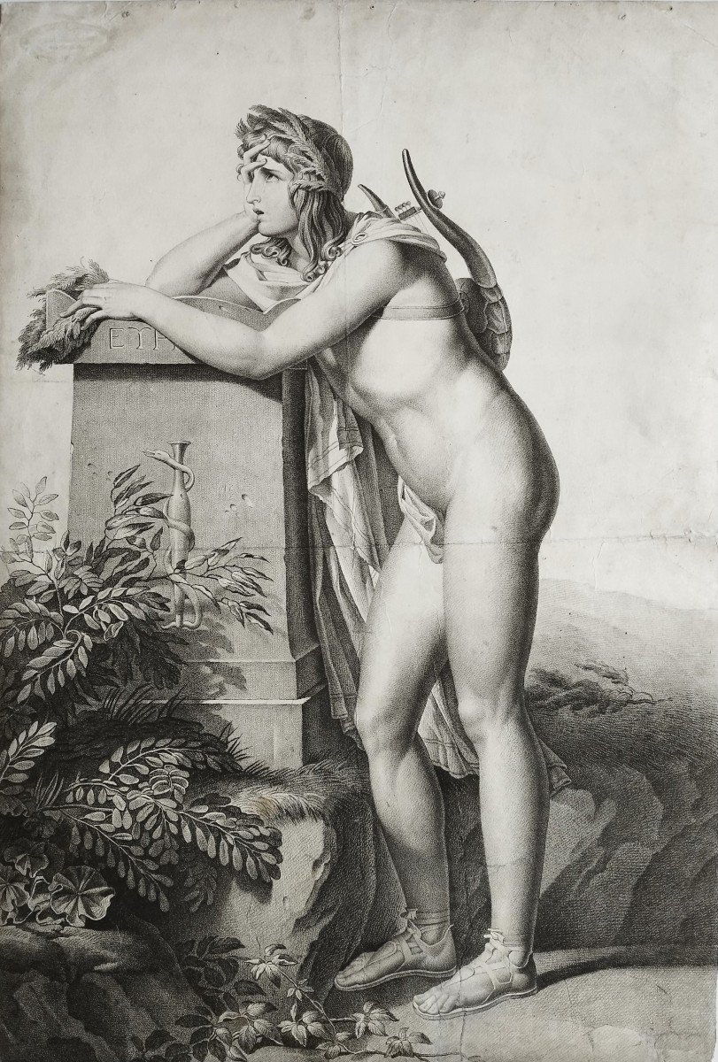 Orpheus Mythological Engraving  Pierre-narcisse Guérin  Empire Period Etching 19th C  Old Print