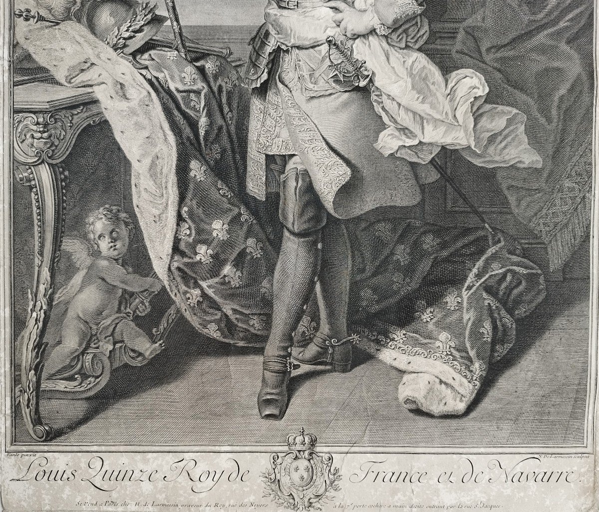 Louis XV Roi de France Gravure Ancienne  Par Larmessin d'Après Van Loo 18ème-photo-4
