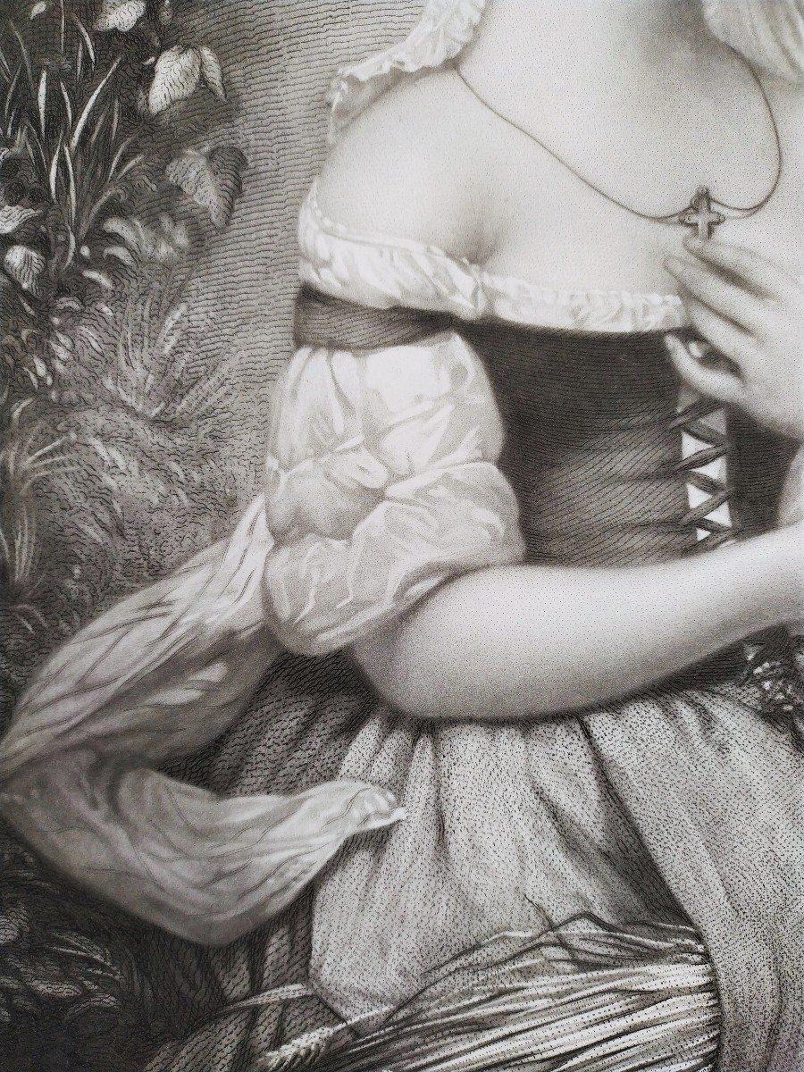  Engraving Portrait Of A Lady By Allais After De Court  Etching 19th C Old Print-photo-4
