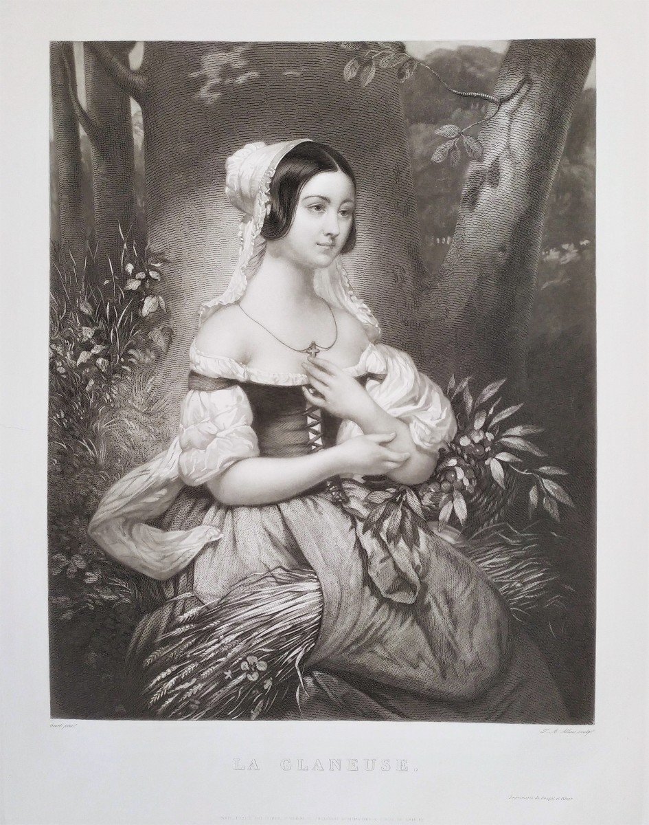  Engraving Portrait Of A Lady By Allais After De Court  Etching 19th C Old Print
