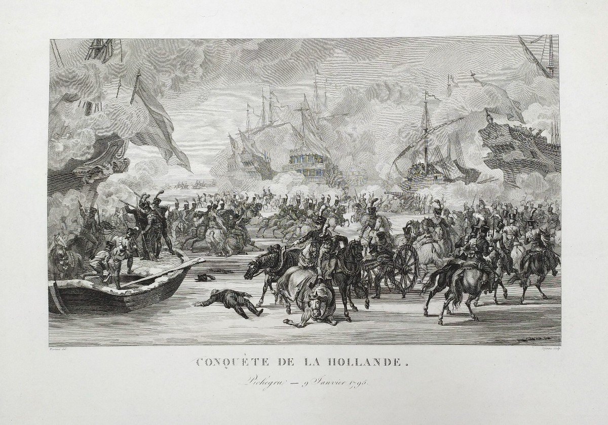 Conquête De La Hollande Bataille Navale Gravure Ancienne 19ème-photo-4