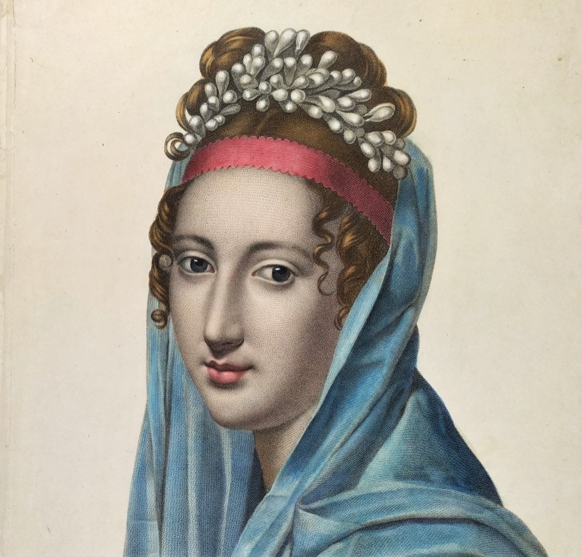Gravure  Ancienne Portrait De Femme Jeune Mariée  d'Après Lemire Ainé Jeune époque Empire-photo-4