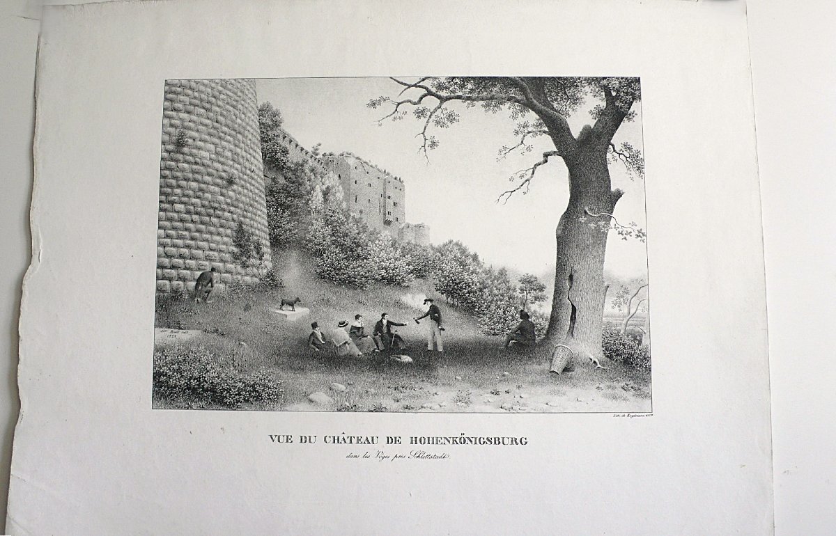 Lithograph By Engelmann Alsace Vosges Hohenkönigsburg Castle 19th Century Old Print-photo-2