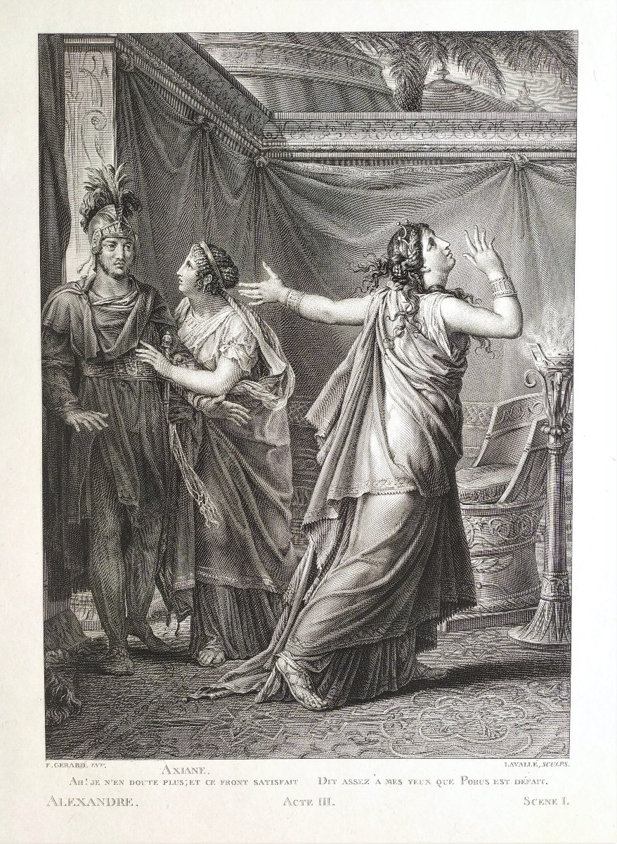 Etching Antique Neoclassical Engraving Ariadne And Alexander After Gérard 19th C Old Print-photo-3