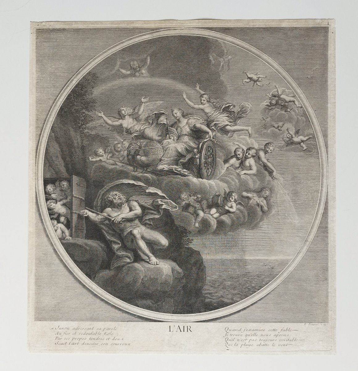 The Air Allegory Etching Mythological Engravings  After Albanne 18th C Old Print-photo-2