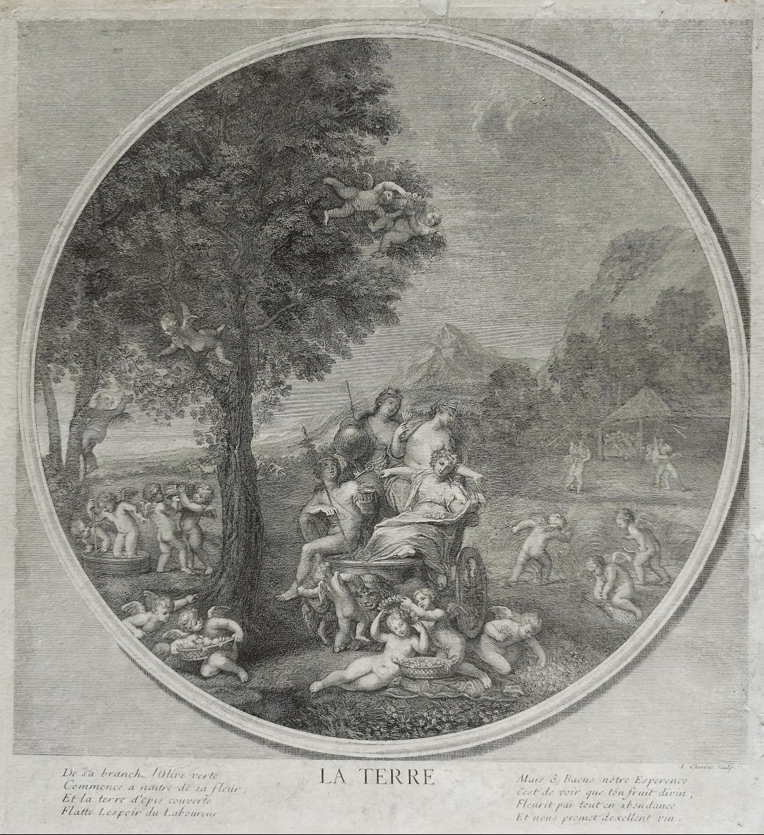 la Terre allégorie Gravures Mythologiques 18ème d'Après l'Albanne -photo-3