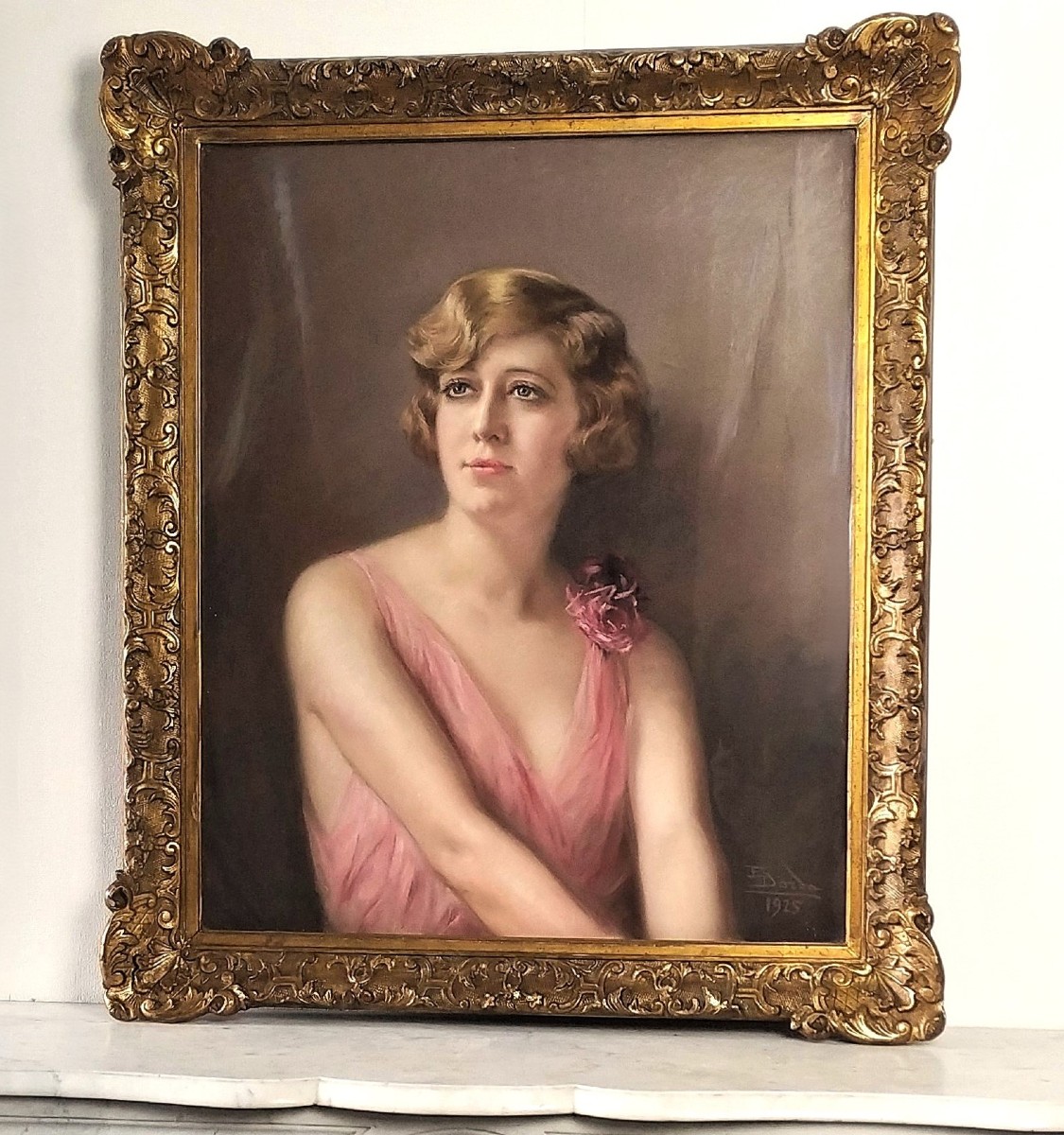  Enrique Dorda Y Rodriguez Portrait De Femme Pastel Art Déco