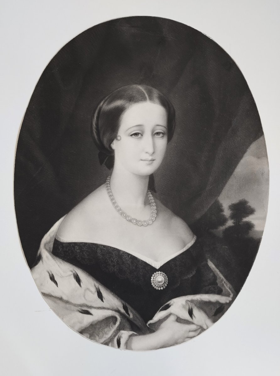 Impératrice Eugénie Femme De Napoléon III Gravure  Ancienne 19ème-photo-2