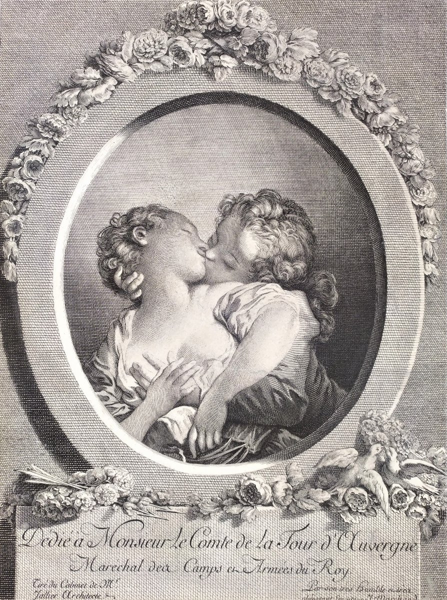 Pair Of Erotic Etchings After Fragonard 18th C Engraving Old Print-photo-1